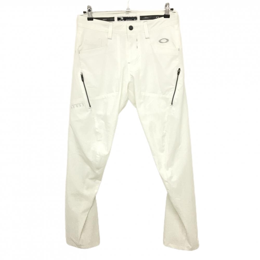 【美品】オークリー パンツ 白 一部メッシュ調 ティー装着可 ストレッチ 裏地付 メンズ 31 ゴルフウェア Oakley