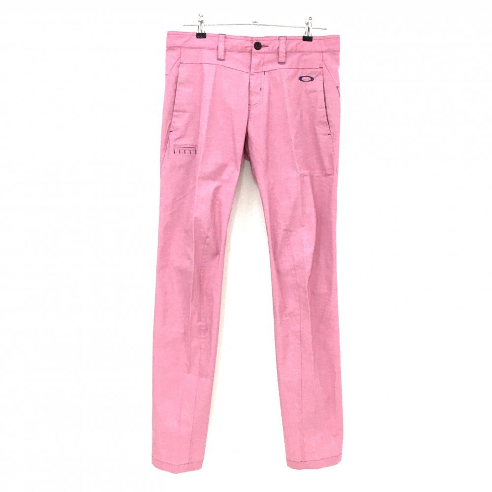 【美品】オークリー パンツ ピンク×白 細目千鳥格子 ストレッチ ティー装着可  メンズ 33 ゴルフウェア Oakley