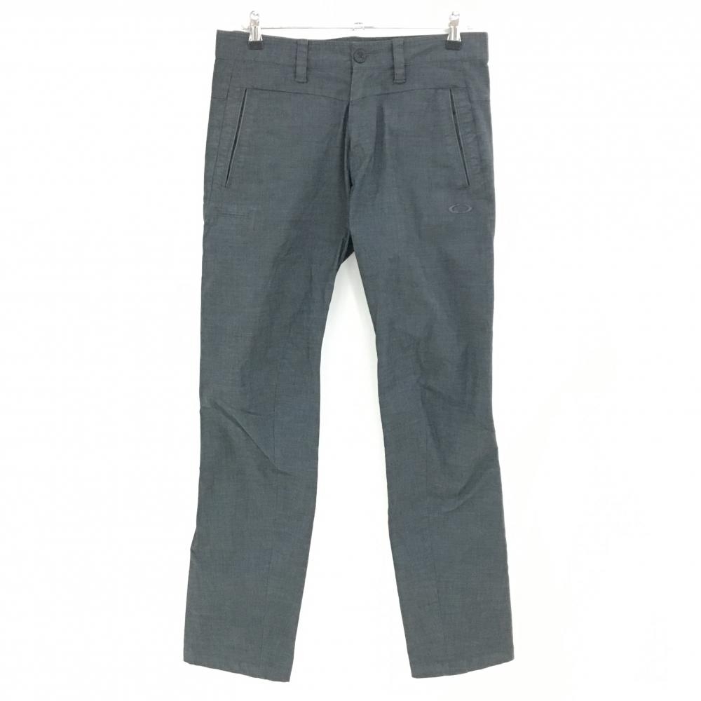 【美品】オークリー パンツ 杢グレー ロゴ刺しゅう ストレッチ コットン混 メンズ 33 ゴルフウェア Oakley