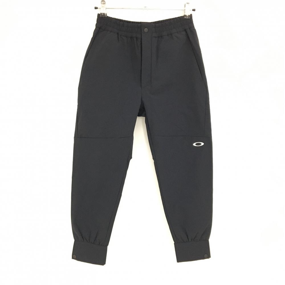 【美品】オークリー ジョガーパンツ 黒 ロゴ白 ウエストゴム 調節紐 メンズ S ゴルフウェア Oakley