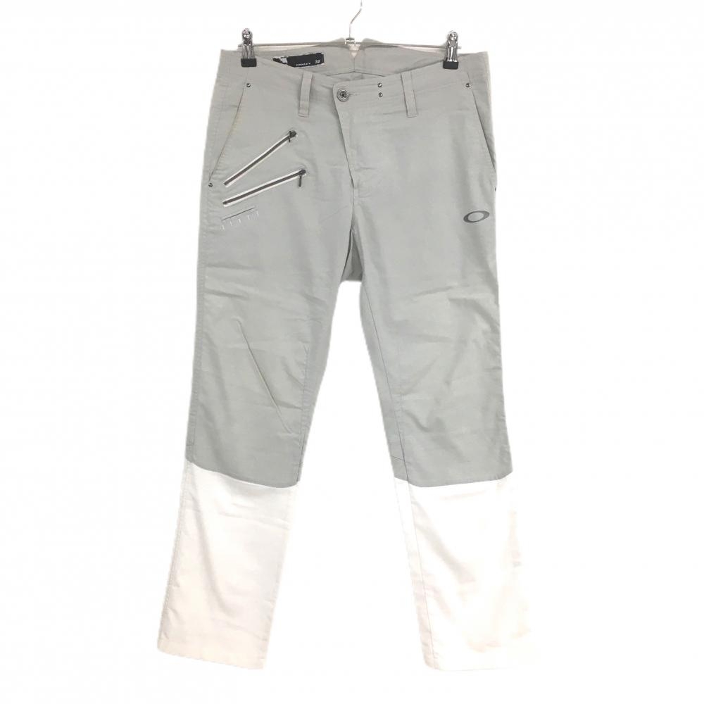 オークリー パンツ グレー×白 チェック地模様 裾付近無地 ティー装着可 ストレッチ メンズ 32 ゴルフウェア Oakley