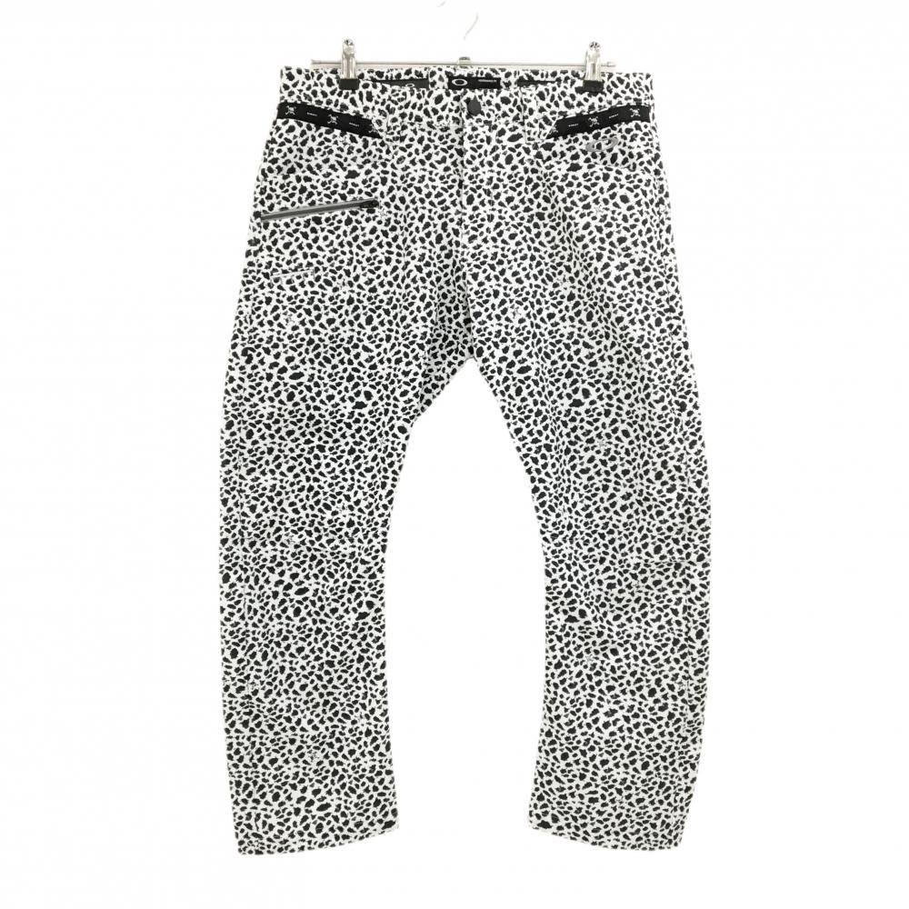 【超美品】オークリー パンツ 白×黒 総柄 ストレッチ メンズ 34 ゴルフウェア Oakley