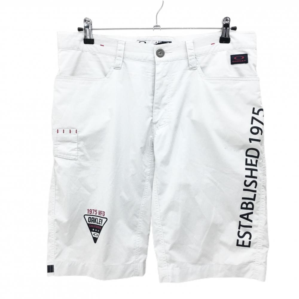 オークリー ハーフパンツ 白×ネイビー ピンドット風 ティー装着可 メンズ 34 ゴルフウェア Oakley