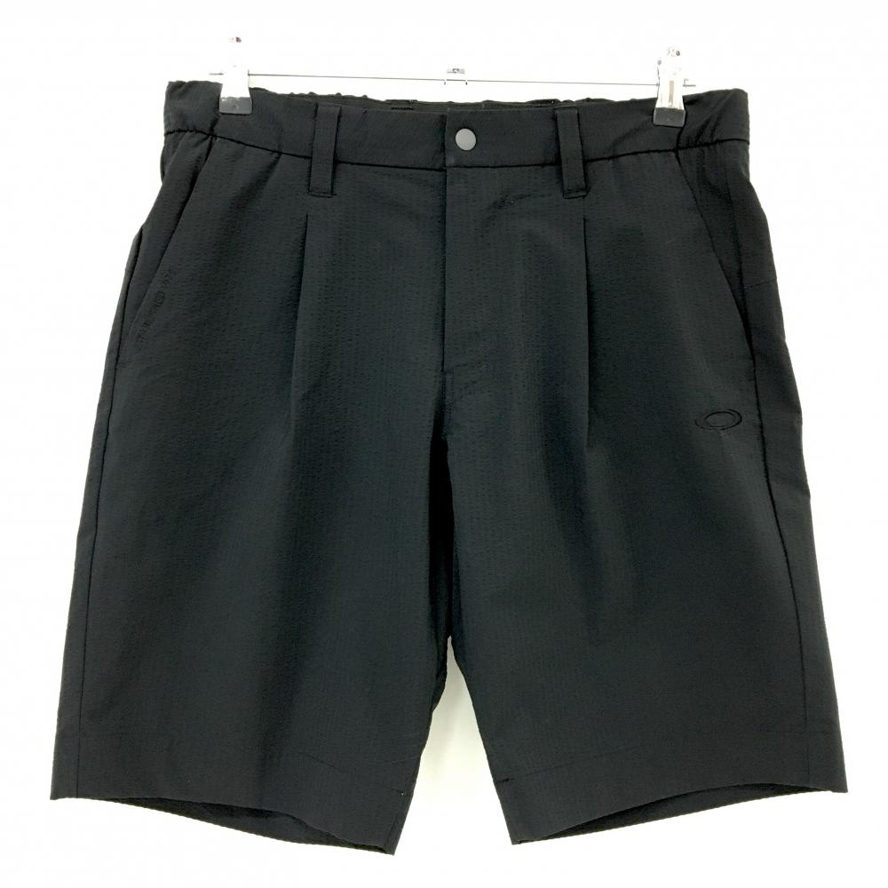 オークリー ハーフパンツ 黒 サッカー生地 ロゴ刺しゅう ストレッチ  メンズ XL ゴルフウェア Oakley