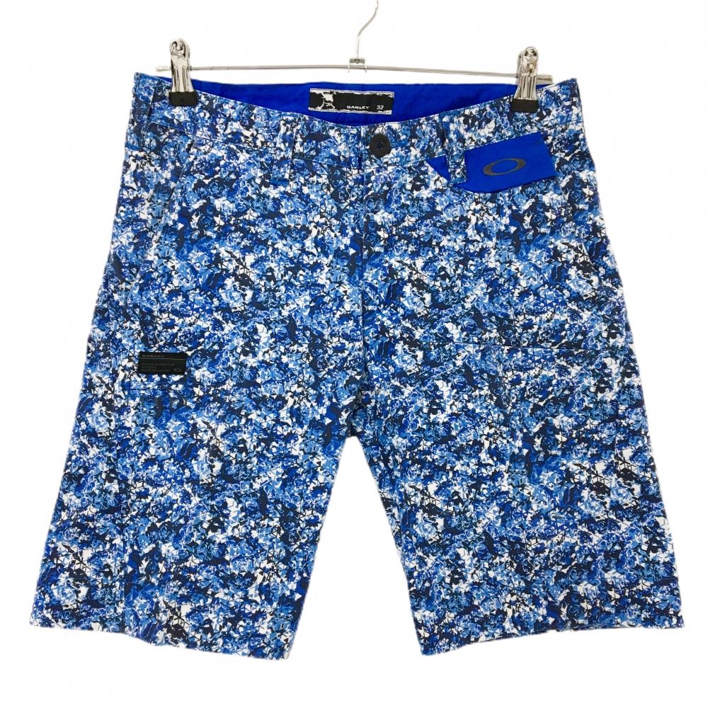 オークリー ハーフパンツ ブルー×白 総柄  メンズ 32 ゴルフウェア Oakley