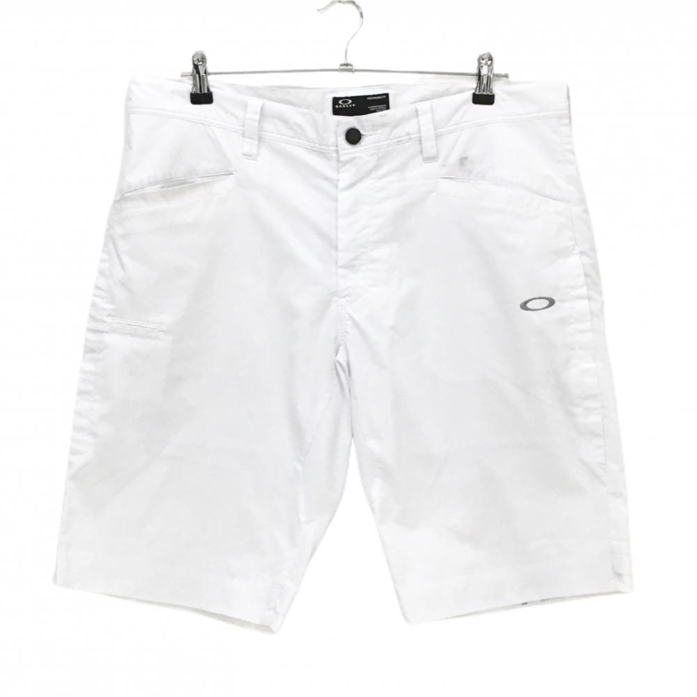 オークリー ハーフパンツ 白 ロゴグレー メンズ 38(LL) ゴルフウェア Oakley