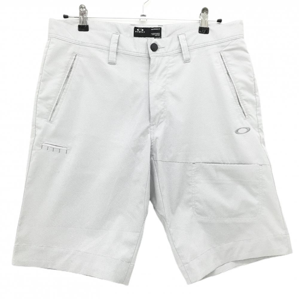 オークリー ハーフパンツ ライトグレー×グレー ボーダー調地模様 T装着可 ストレッチ メンズ 34 ゴルフウェア Oakley
