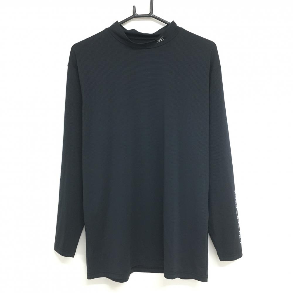 【新品】カッターアンドバック 長袖ハイネックシャツ ダークネイビー×黒 細ボーダー 吸汗速乾  メンズ LL ゴルフウェア CUTTER＆BUCK
