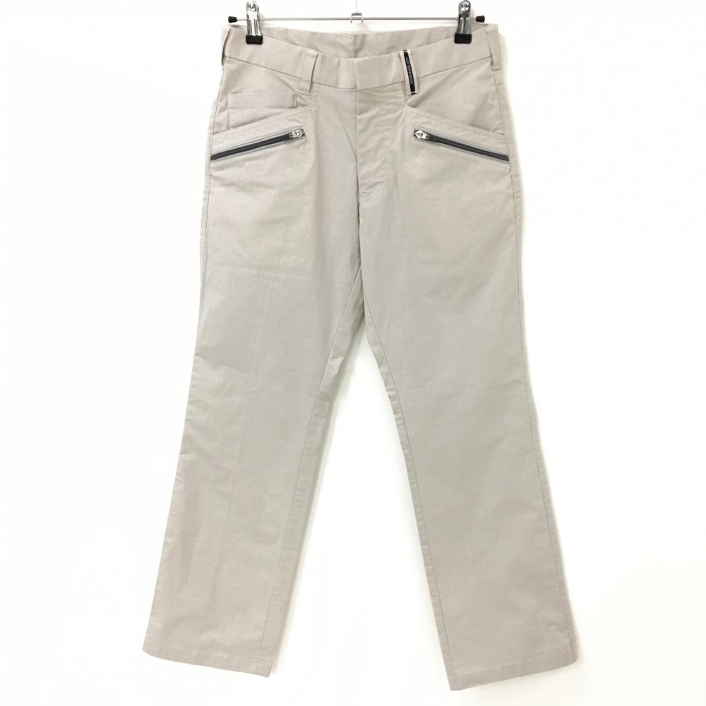 【美品】カッターアンドバック パンツ ベージュ×グレー 細目チェック ポケット多数 メンズ 76 ゴルフウェア CUTTER＆BUCK