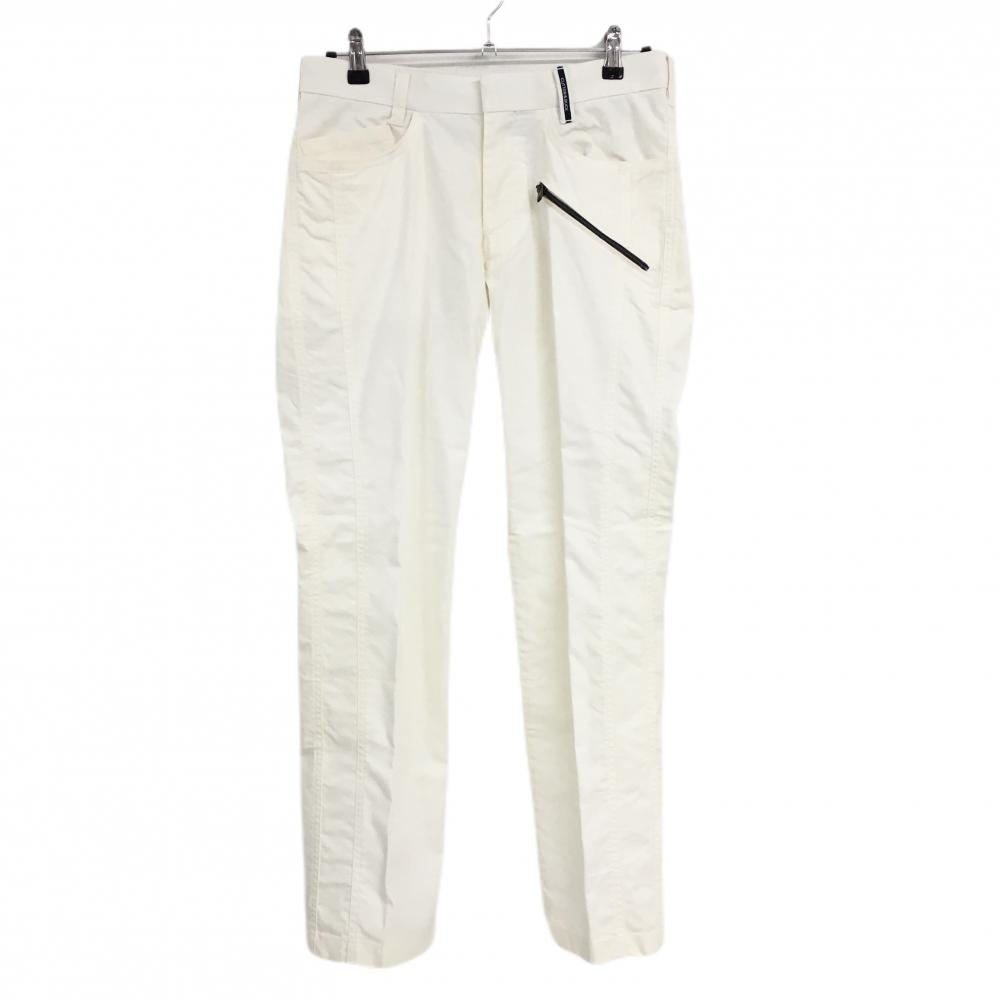 【美品】カッターアンドバック パンツ 白 ベルトループロゴ  メンズ 79 ゴルフウェア CUTTER＆BUCK