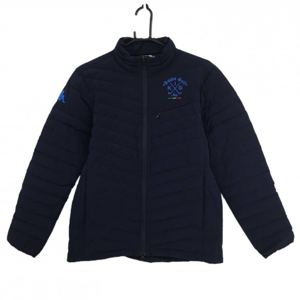 カッパ ダウンジャケット ネイビー×ライトブルー 軽量 袖ロゴ刺しゅう メンズ M ゴルフウェア Kappa
