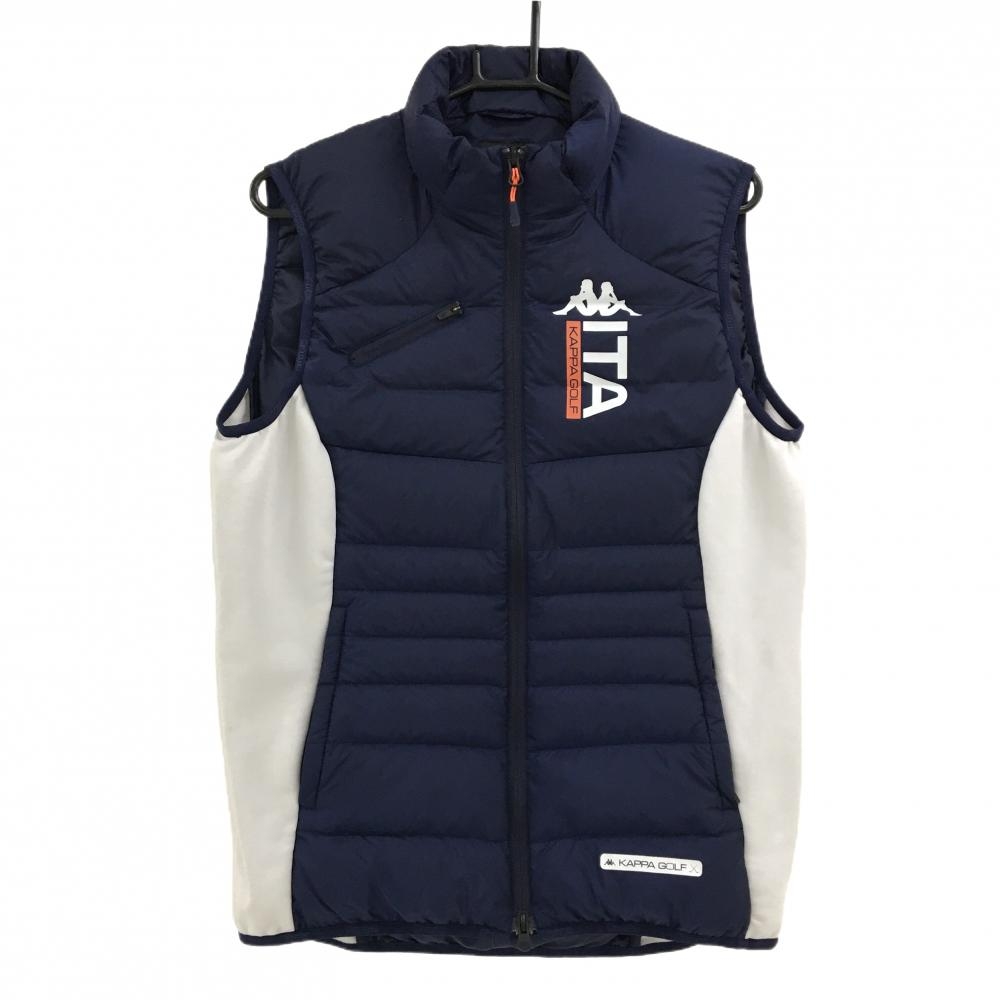 カッパ ダウンベスト ネイビー×ライトグレー サイド裏起毛 軽量  メンズ L ゴルフウェア Kappa