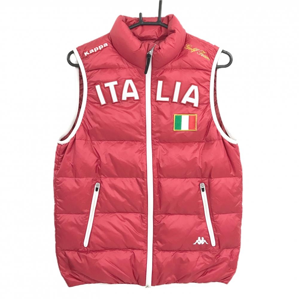 カッパ ダウンベスト レッド×白 胸元ワッペン ダウン80％  メンズ M ゴルフウェア Kappa