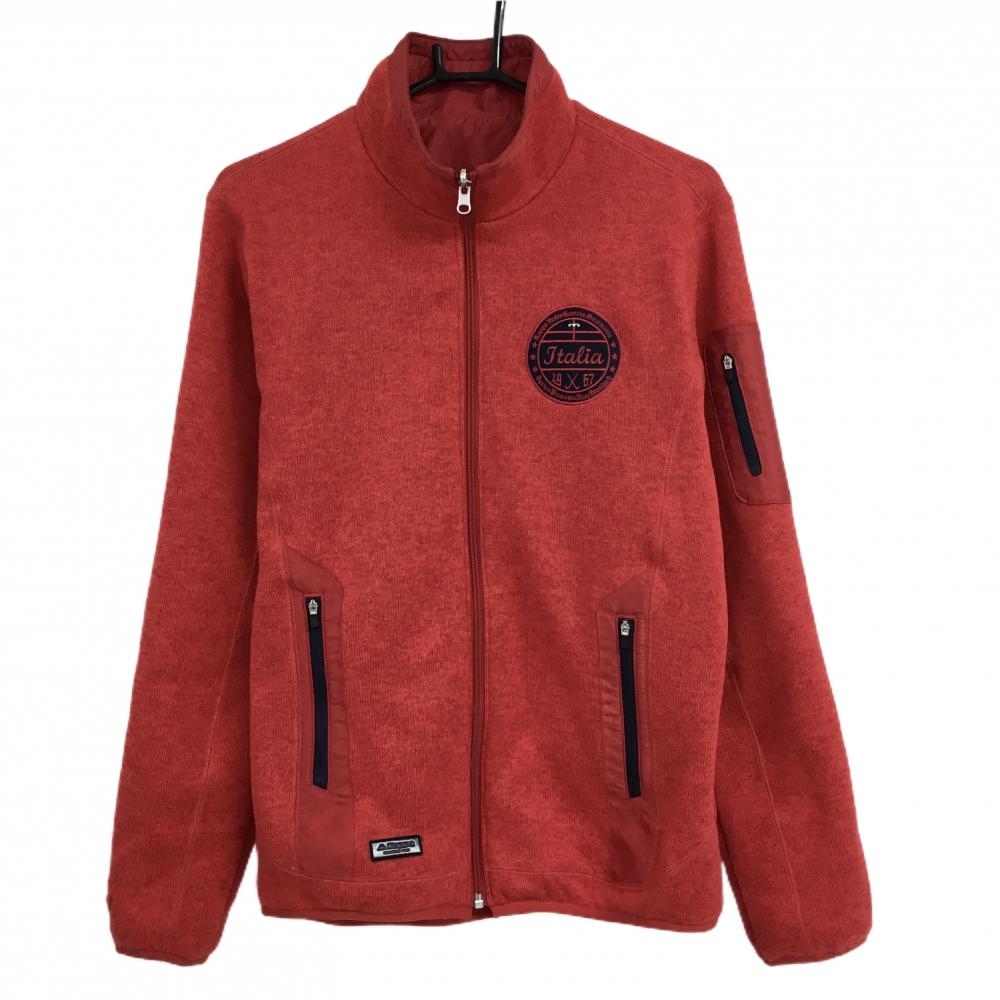 カッパ リバーシブルニットジャケット レッド 裏面総柄地模様 メンズ L ゴルフウェア Kappa