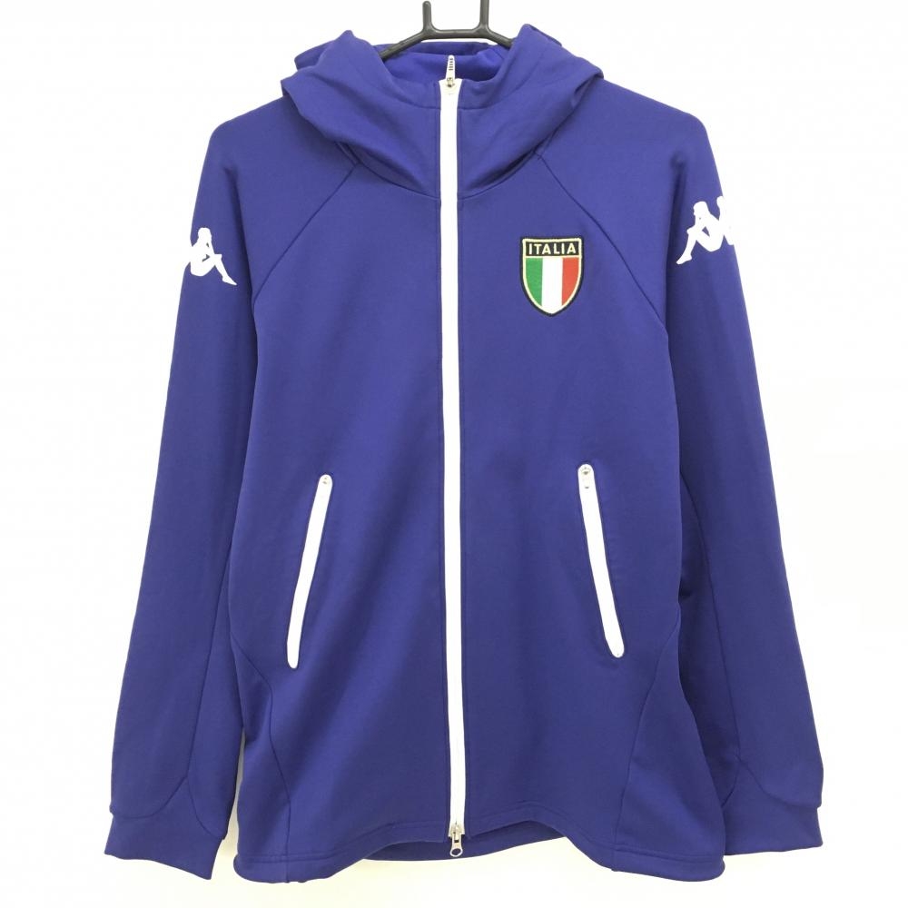 【超美品】カッパ ジップパーカー パープル 裏起毛 ストレッチ ITALIAワッペン ジャケット メンズ L ゴルフウェア Kappa