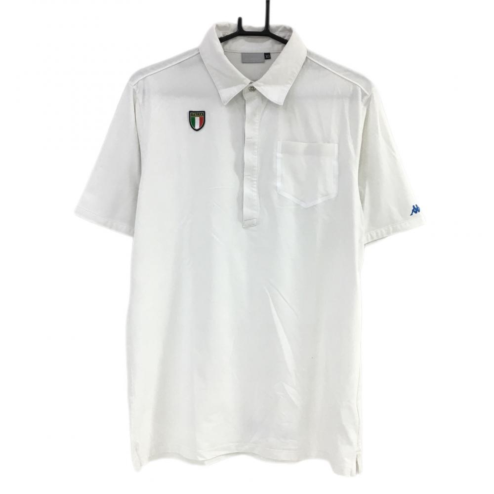 【超美品】カッパ 半袖ポロシャツ 白 胸ポケット ITALIAワッペン メンズ XO ゴルフウェア Kappa