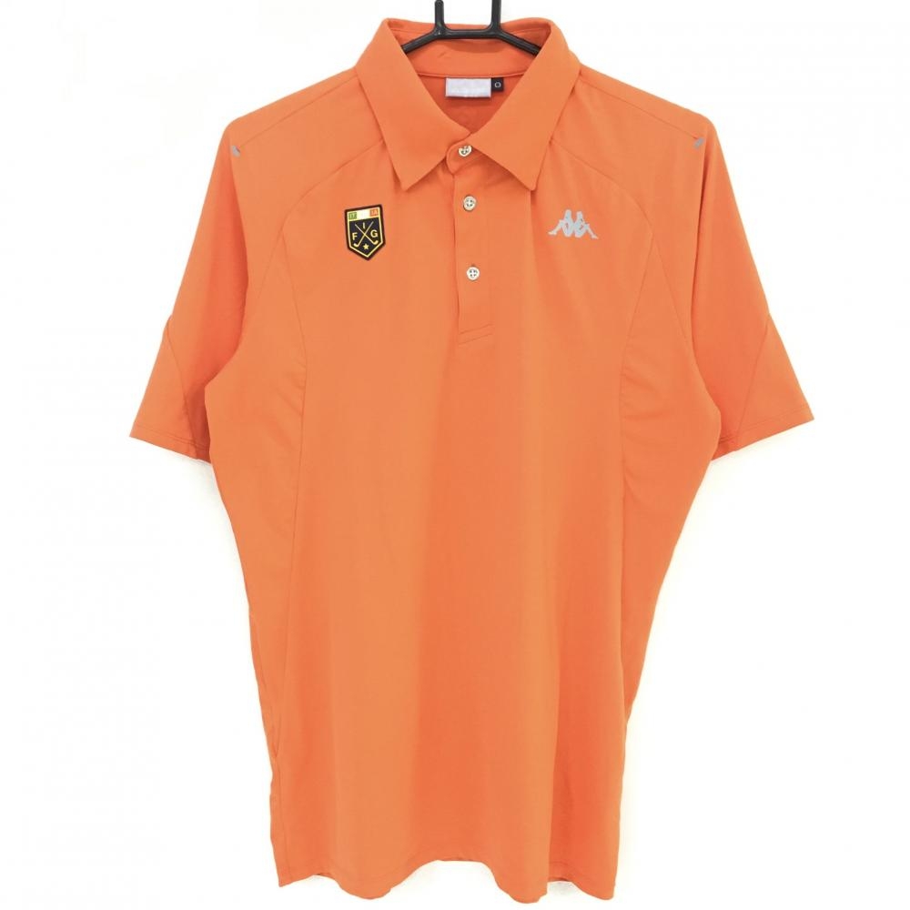 【超美品】カッパ 半袖ポロシャツ オレンジ ボタンダウン ストレッチ メンズ O ゴルフウェア Kappa