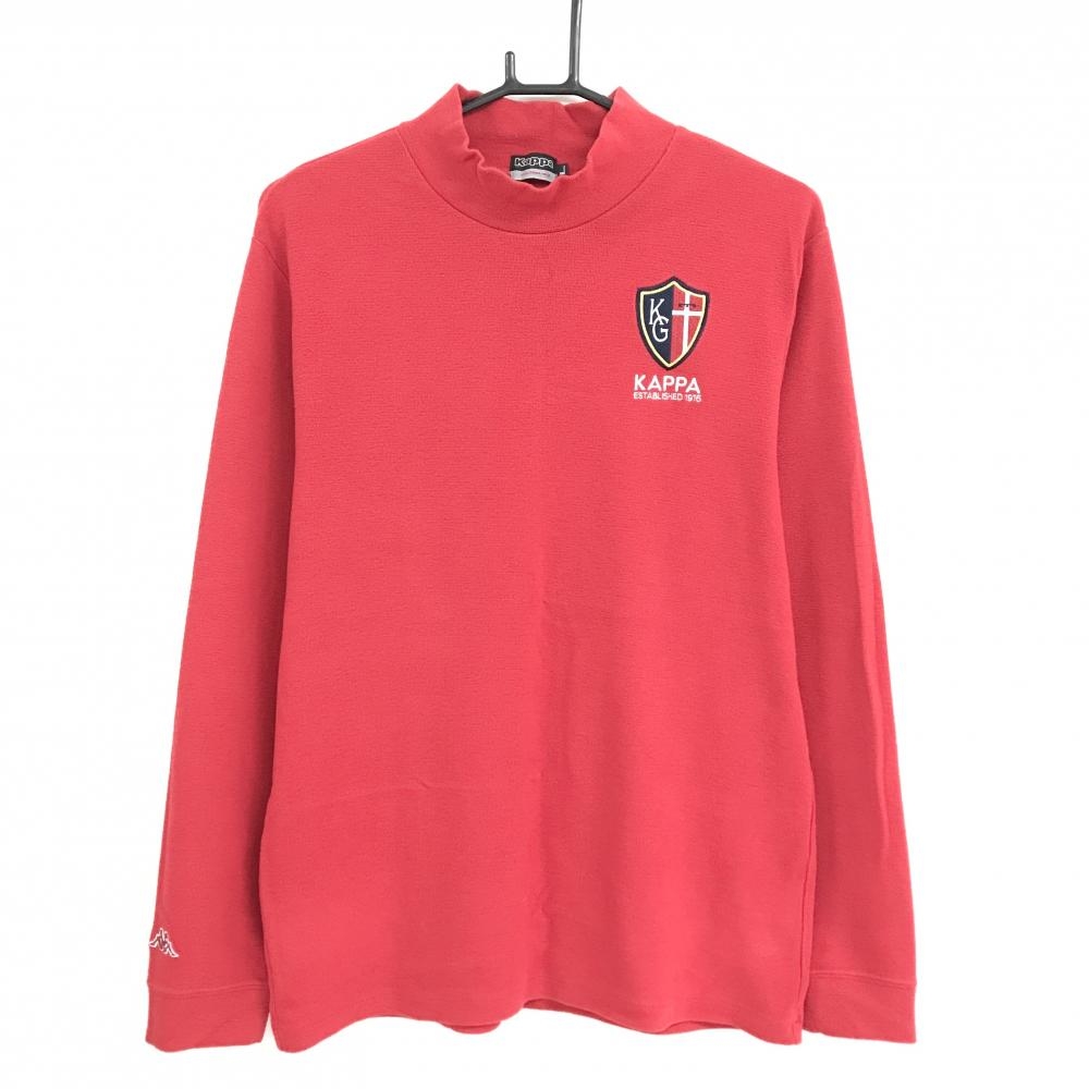カッパ 長袖ハイネックシャツ レッド ロゴ刺しゅう 起毛素材  メンズ L ゴルフウェア Kappa