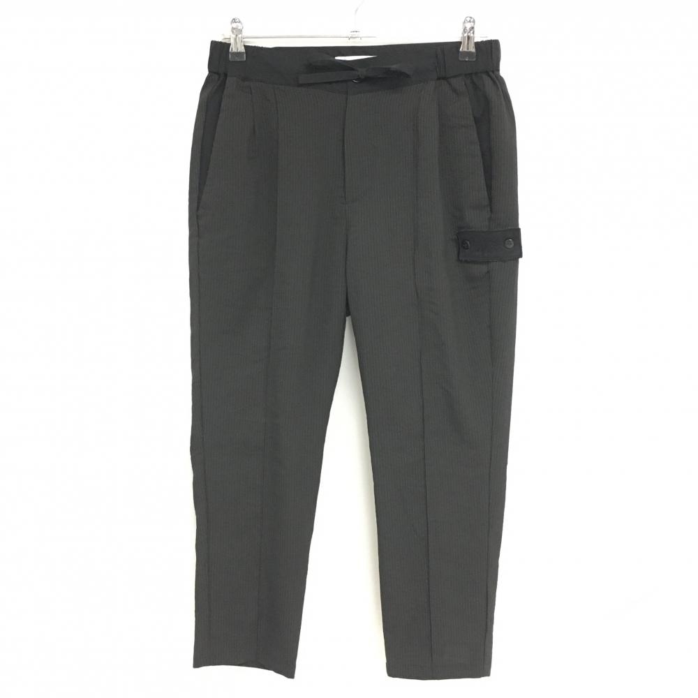 【美品】カッパ パンツ 黒 ストライプ サイドウエストゴム＆調節紐 メンズ M ゴルフウェア Kappa