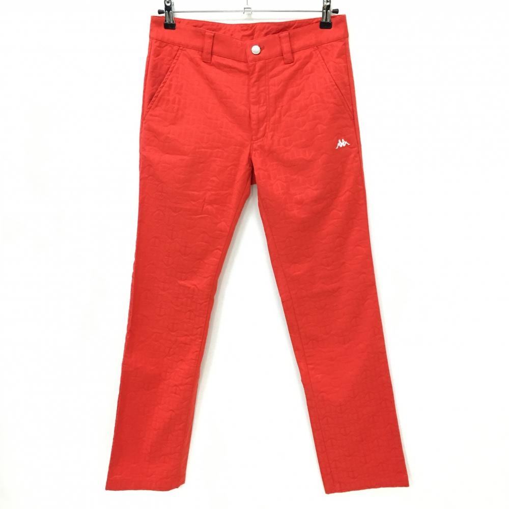 【美品】カッパ パンツ レッド イカリ柄 地模様 ストレッチ メンズ S ゴルフウェア Kappa
