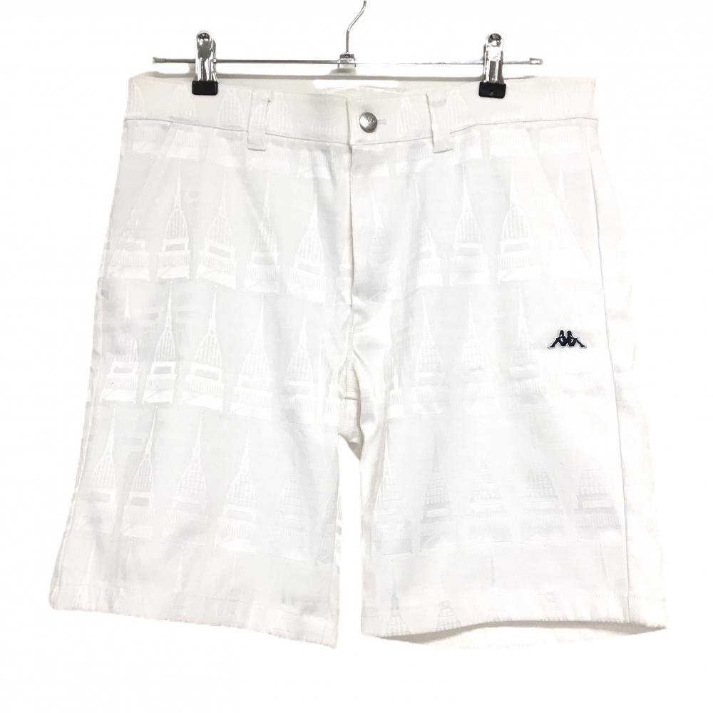カッパ ハーフパンツ 白 建物総柄地模様 ストレッチ メンズ L ゴルフウェア Kappa