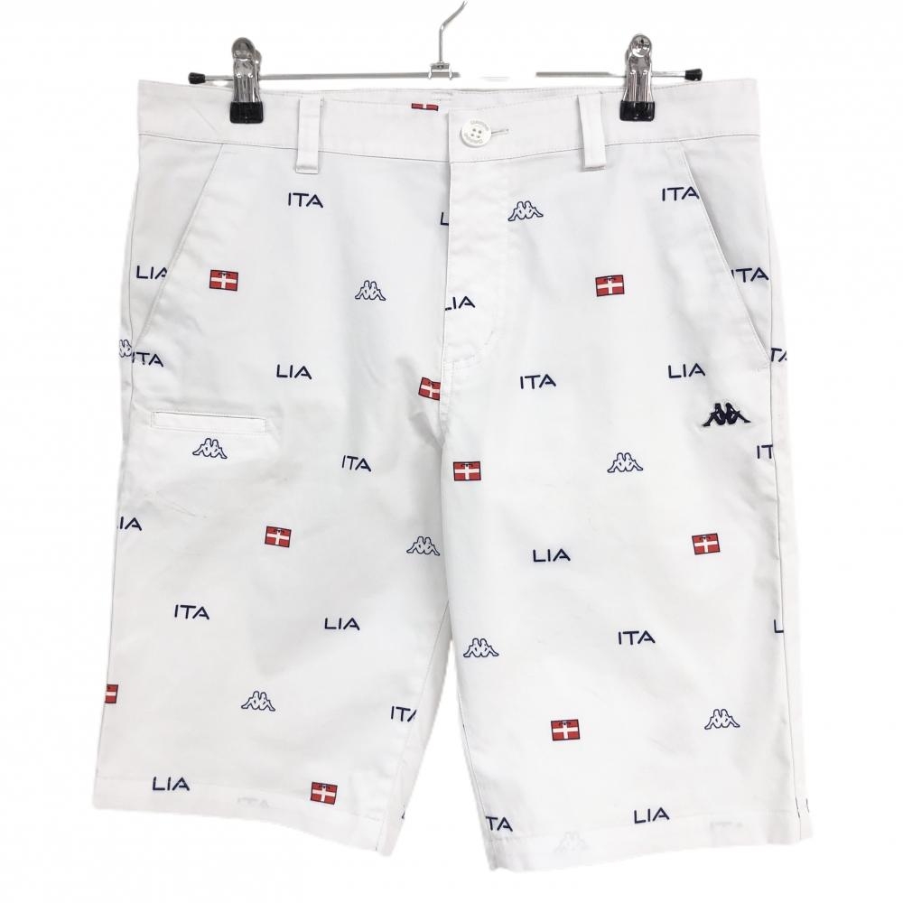 カッパ ハーフパンツ 白×ネイビー×レッド ロゴ×イタリア柄総柄 メンズ L ゴルフウェア Kappa