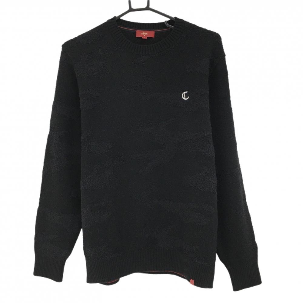 【超美品】キャロウェイレッドレーベル セーター 黒 カモフラ調 迷彩 コットン・ウール混  メンズ L ゴルフウェア 2024年モデル Callaway