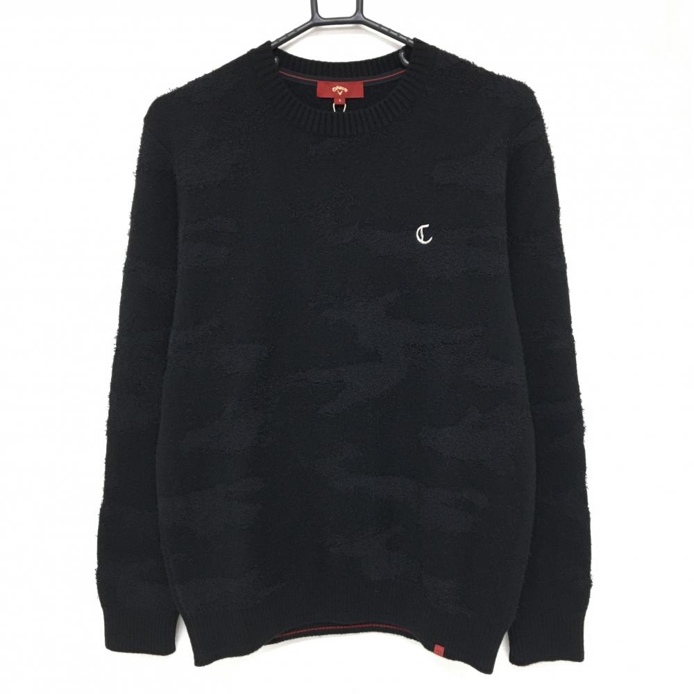 【新品】キャロウェイ レッドレーベル セーター 黒 地模様 ロゴシルバー メンズ L ゴルフウェア 2024年モデル Callaway