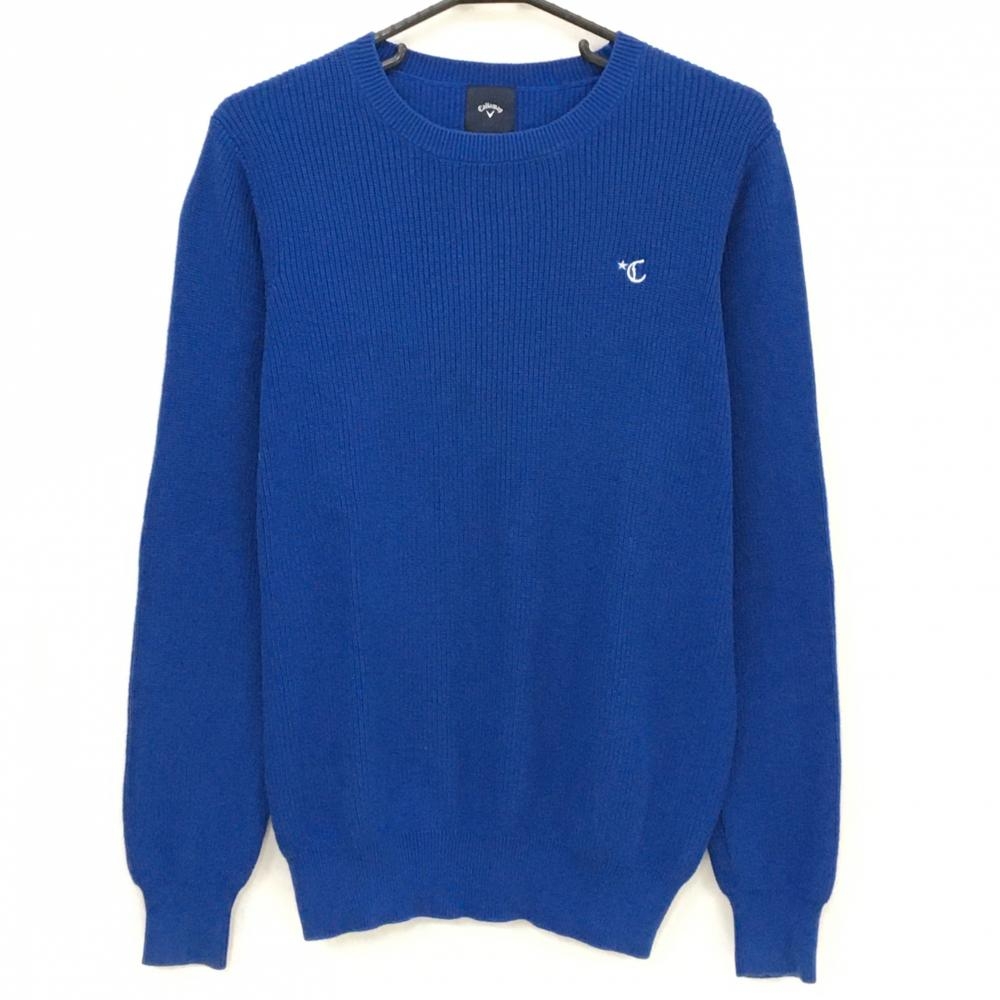キャロウェイ セーター ブルー ロゴ刺しゅう ニット メンズ M ゴルフウェア Callaway