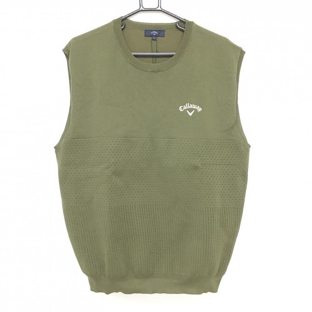 【新品】キャロウェイ ニットベスト カーキ 下部透かし編み  メンズ LL ゴルフウェア 2025年モデル Callaway