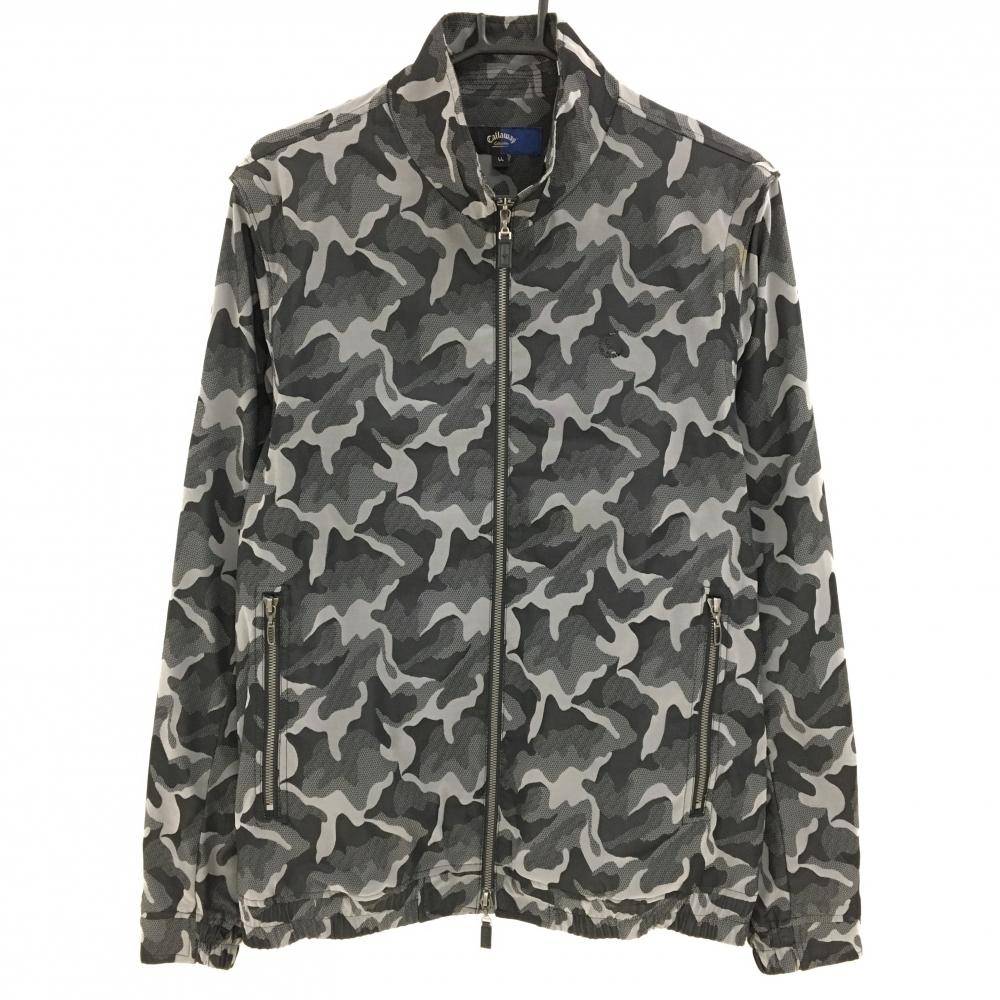 キャロウェイ 2WAYジャケット 黒×グレー 迷彩 カモフラ 裏微起毛 袖着脱可 メンズ LL ゴルフウェア Callaway