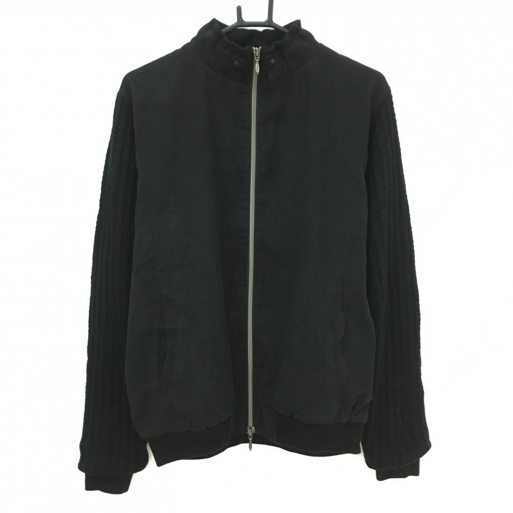 【美品】キャロウェイ ニット切替ジャケット 黒 袖ケーブル編み 裏地付 メンズ L ゴルフウェア Callaway