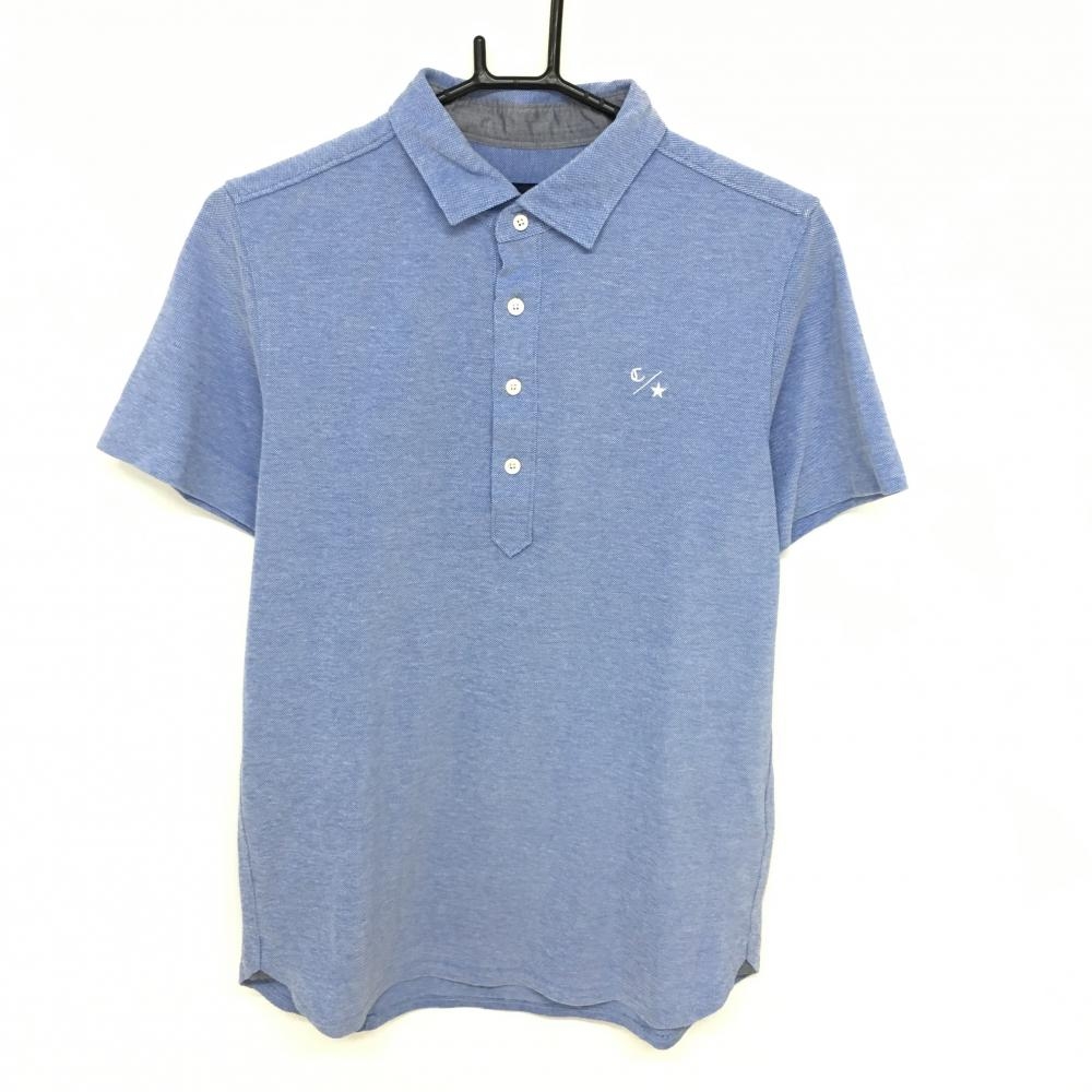 【超美品】キャロウェイ 半袖ポロシャツ ブルー ロゴ白 シンプル 日本製 メンズ M ゴルフウェア Callaway