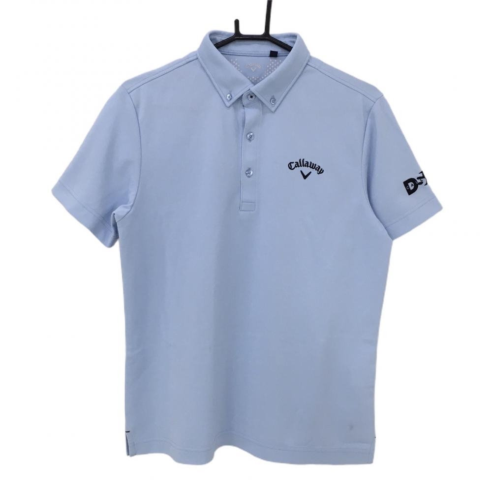 【美品】キャロウェイ 半袖ポロシャツ ライトブルー ボタンダウン メンズ L ゴルフウェア 2022年モデル Callaway