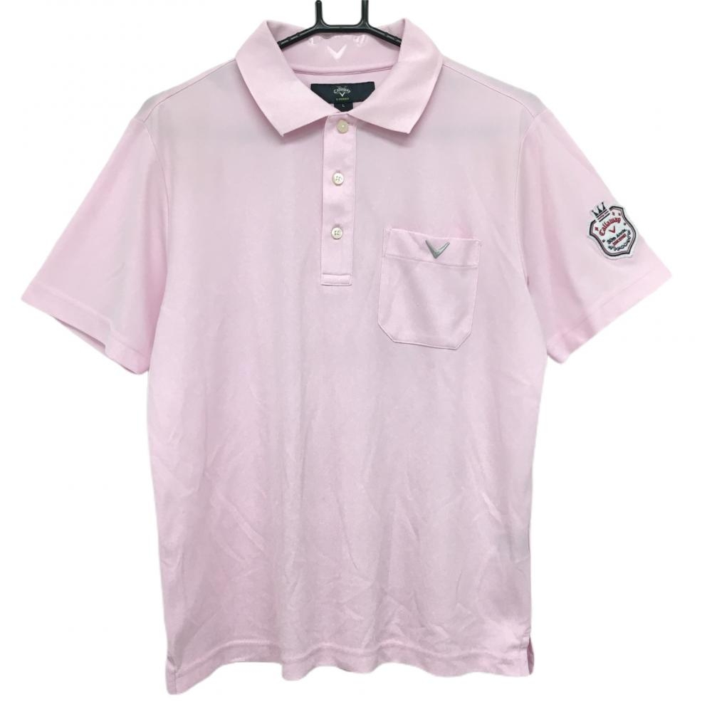キャロウェイ 半袖ポロシャツ ピンク 30周年ワッペン  メンズ L ゴルフウェア Callaway