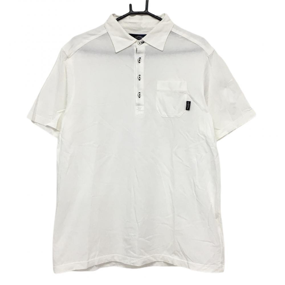 【美品】キャロウェイ 半袖ポロシャツ 白 無地 胸ポケット メンズ 3L ゴルフウェア 大きいサイズ Callaway