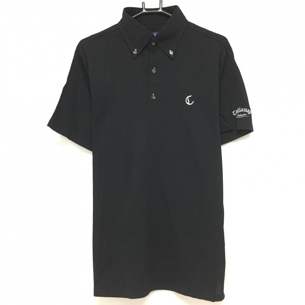 【超美品】キャロウェイ 半袖ポロシャツ 黒 ボタンダウン コットン混 日本製 メンズ 3L ゴルフウェア 大きいサイズ Callaway