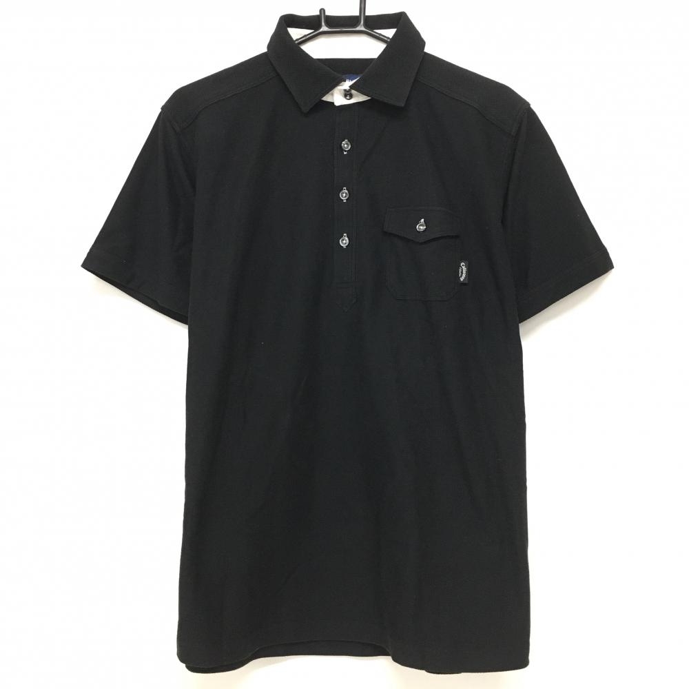 【美品】キャロウェイ 半袖ポロシャツ 黒 胸ポケット メンズ 3L ゴルフウェア 大きいサイズ Callaway