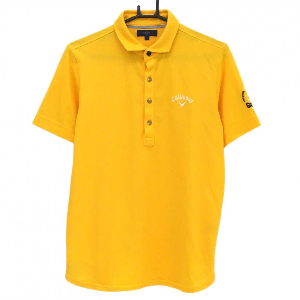 【美品】キャロウェイ 半袖ポロシャツ イエロー ロゴ刺しゅう  メンズ L ゴルフウェア Callaway