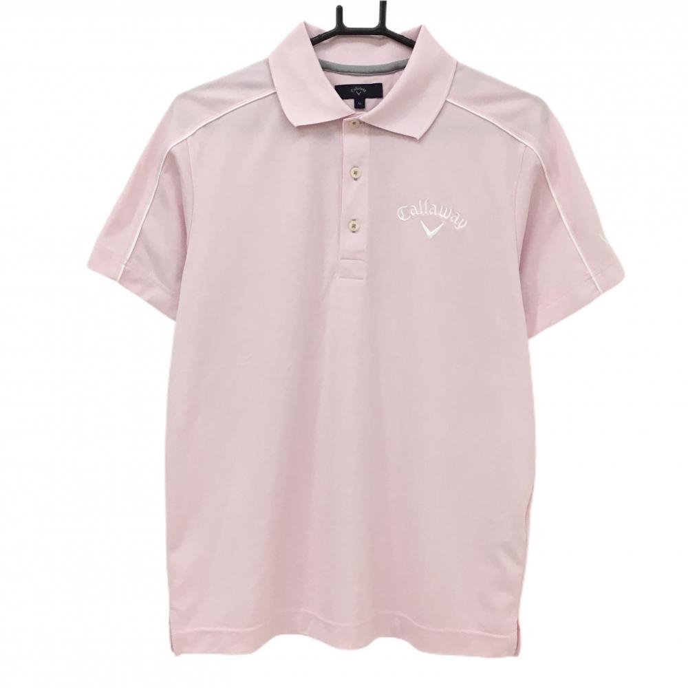 キャロウェイ 半袖ポロシャツ ライトピンク×白 ロゴ刺しゅう メンズ M ゴルフウェア Callaway