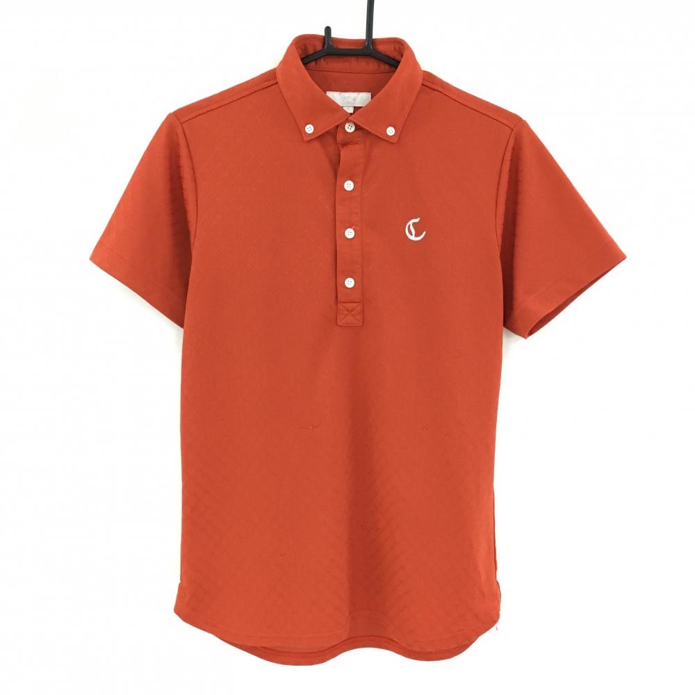 キャロウェイ 半袖ポロシャツ オレンジ 総柄地模様 ボタンダウン  メンズ M ゴルフウェア Callaway