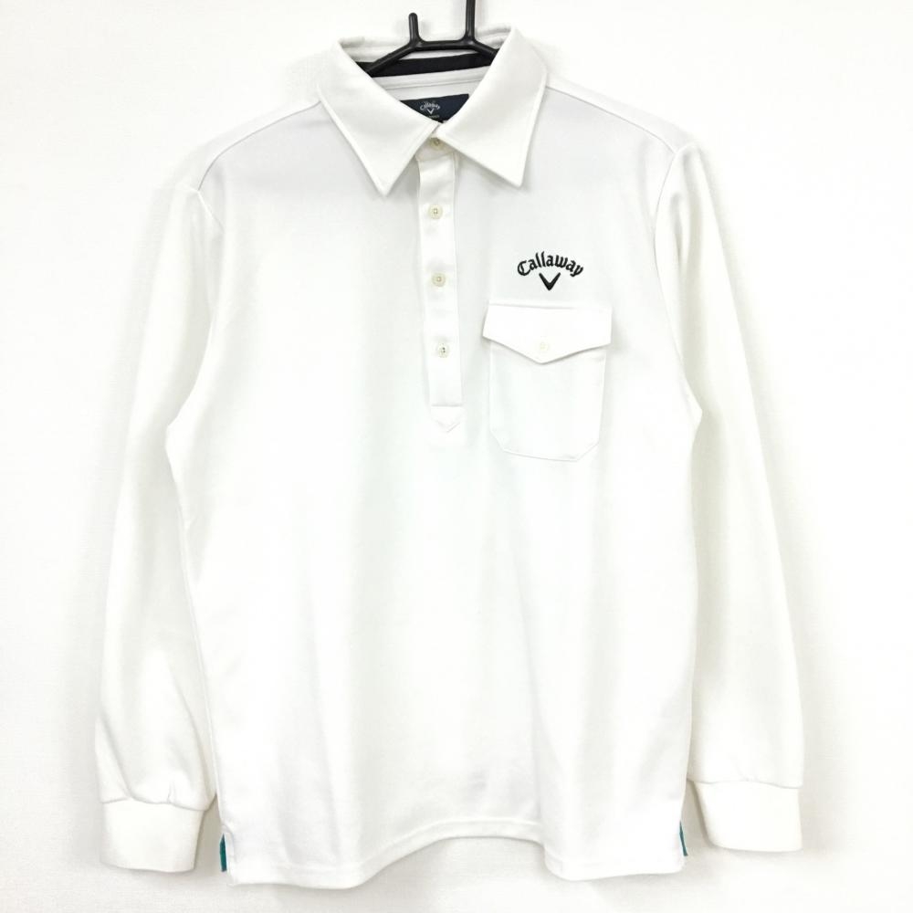 美品 Callaway キャロウェイ 長袖ポロシャツ 白 黒 襟 前立てライン メンズ Ll ゴルフウェア 中古ゴルフウェア通販サイトreonard レオナード