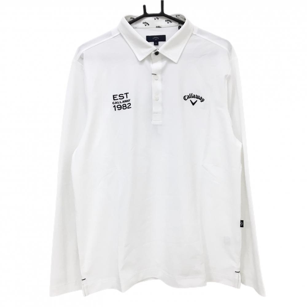 【新品】キャロウェイ 長袖ポロシャツ 白 ロゴ刺しゅう黒 速乾  メンズ 3L ゴルフウェア 2024年モデル 大きいサイズ Callaway