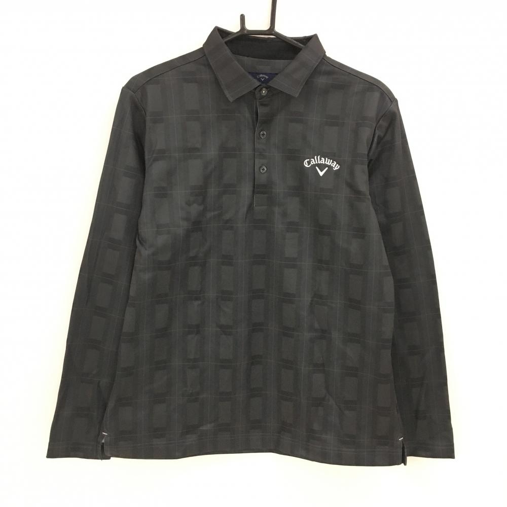 キャロウェイ 長袖ポロシャツ グレー 格子 裏微起毛 メンズ LL ゴルフウェア Callaway