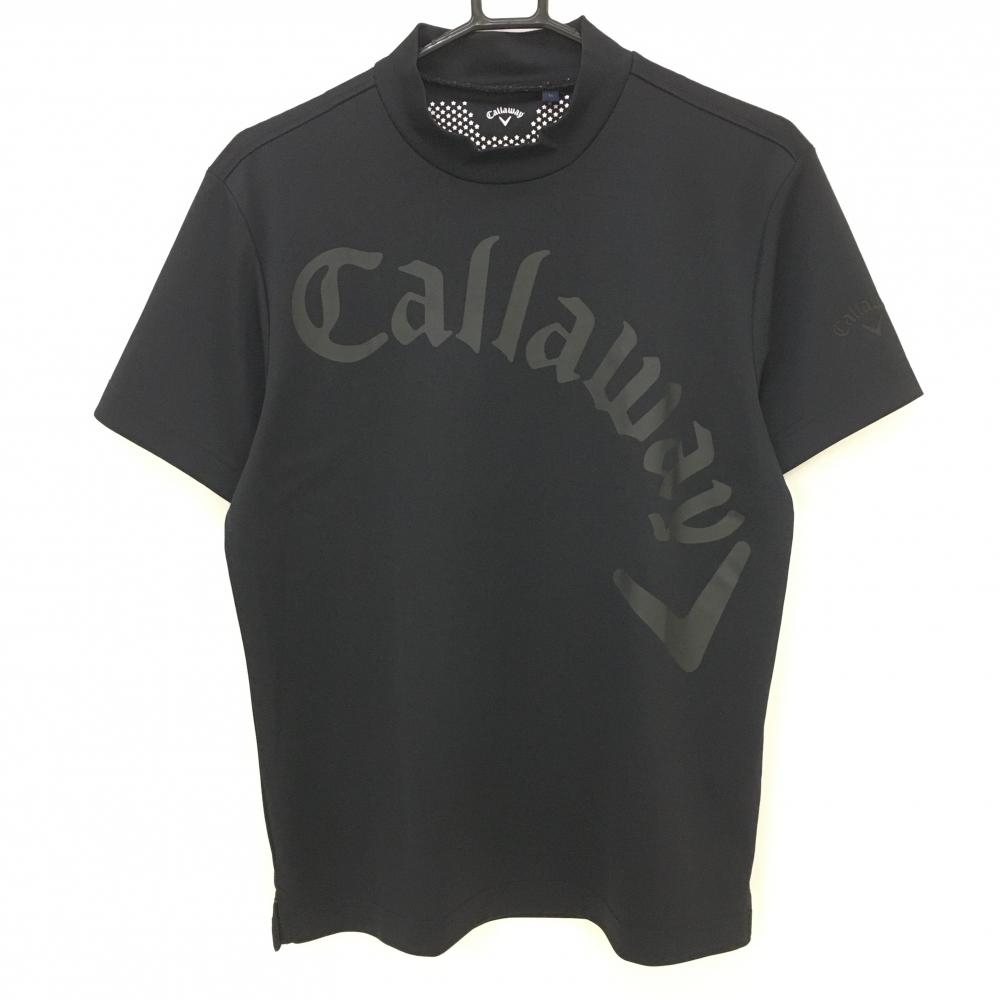 【超美品】キャロウェイ 半袖ハイネックシャツ 黒 プリントロゴ メンズ M ゴルフウェア 2022年モデル Callaway