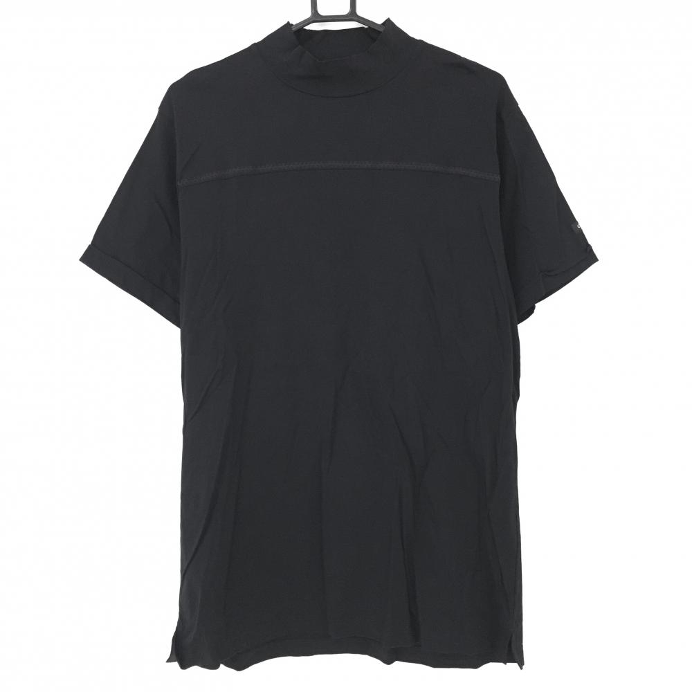 【超美品】キャロウェイ 半袖ハイネックシャツ 黒 胸刺しゅう コットン100％ メンズ 3L ゴルフウェア Callaway