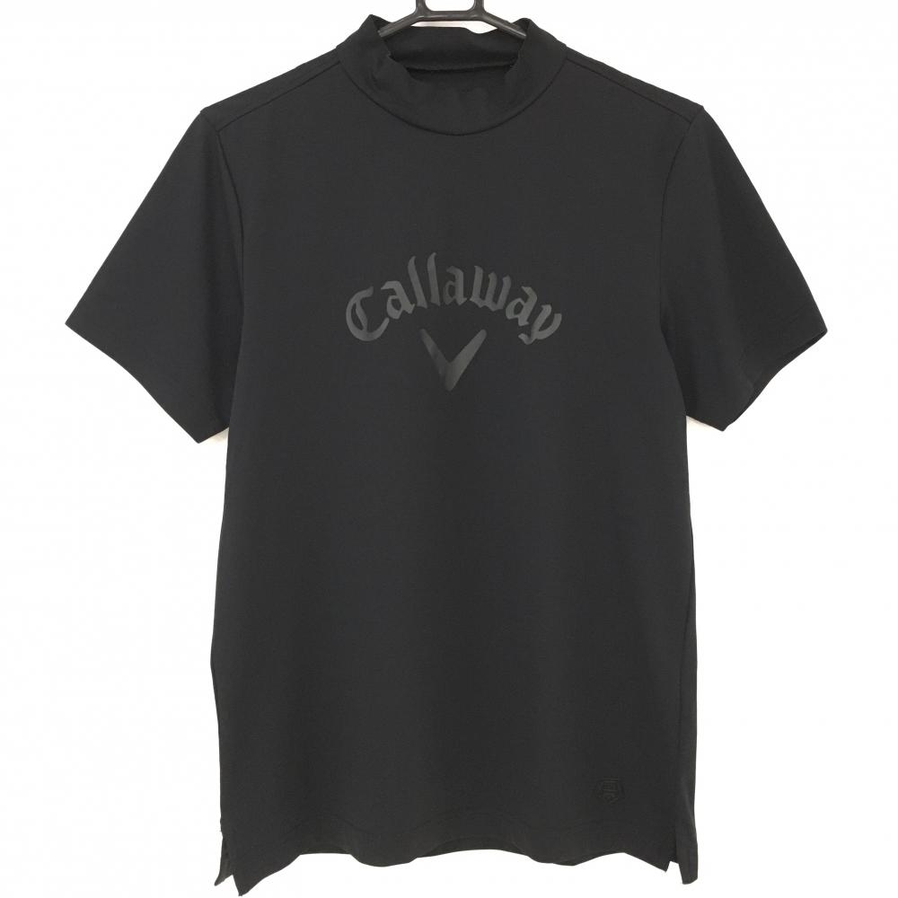 【超美品】キャロウェイ 半袖ハイネックシャツ 黒 フロントプリント メンズ M ゴルフウェア 2022年モデル Callaway
