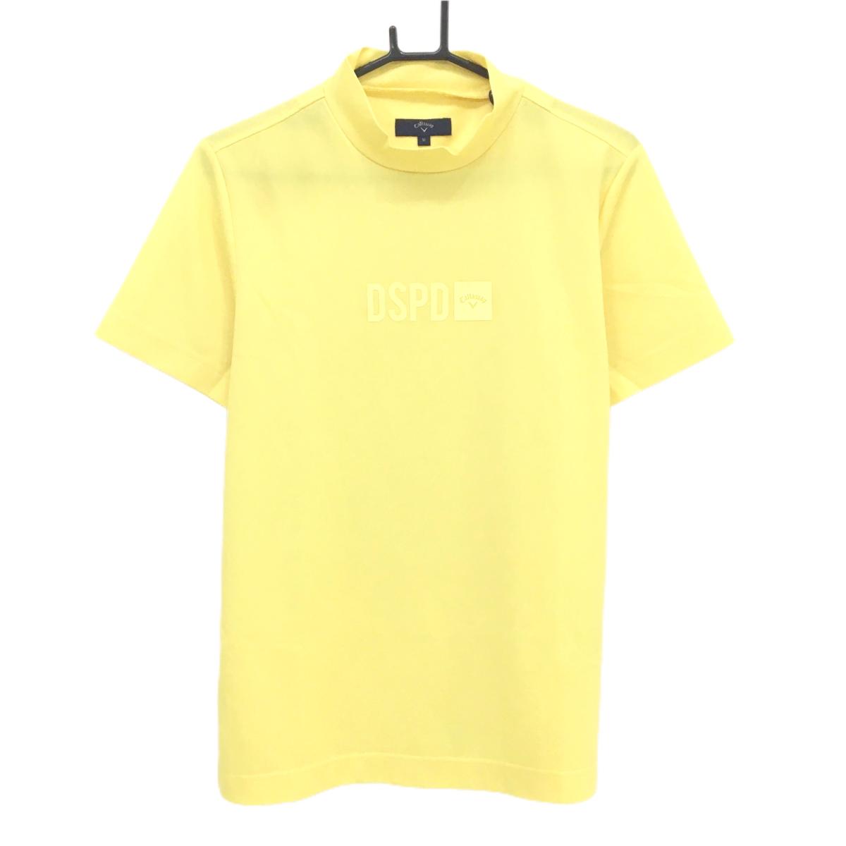 キャロウェイ 半袖ハイネックシャツ イエロー フロントロゴ  メンズ M ゴルフウェア Callaway