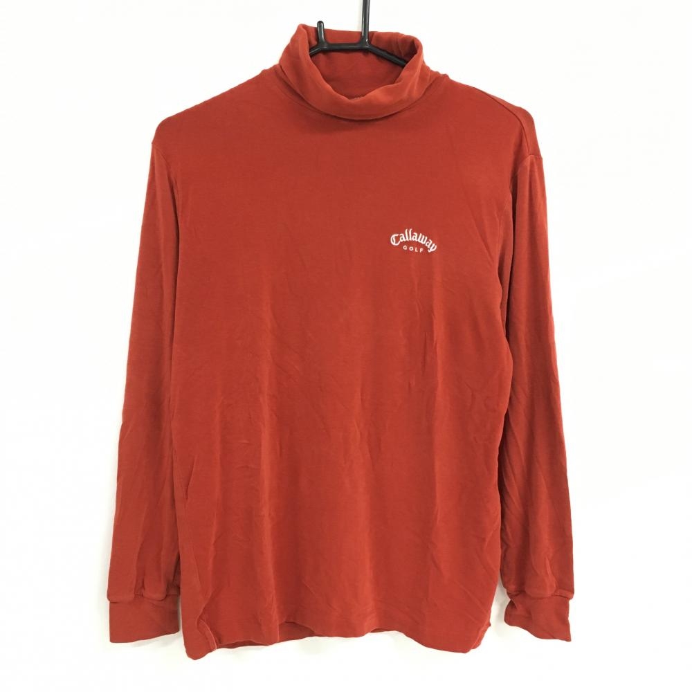 【美品】キャロウェイ 長袖タートルネックシャツ レッド WARMSPORT ロゴ白  メンズ M ゴルフウェア Callaway