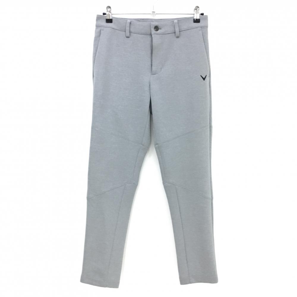 【超美品】キャロウェイ パンツ 杢グレー ロゴプリント ウエスト紐 ストレッチ  メンズ S ゴルフウェア Callaway